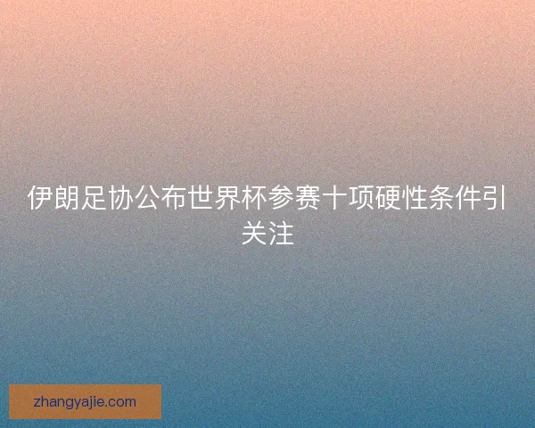 伊朗足协公布世界杯参赛十项硬性条件引关注